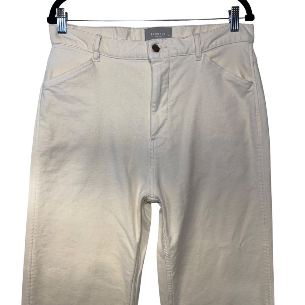 Everlane Organic Cotton Utility Pant Cream Ivory Straight Leg Size 12 High Rise - Picture 3 of 12